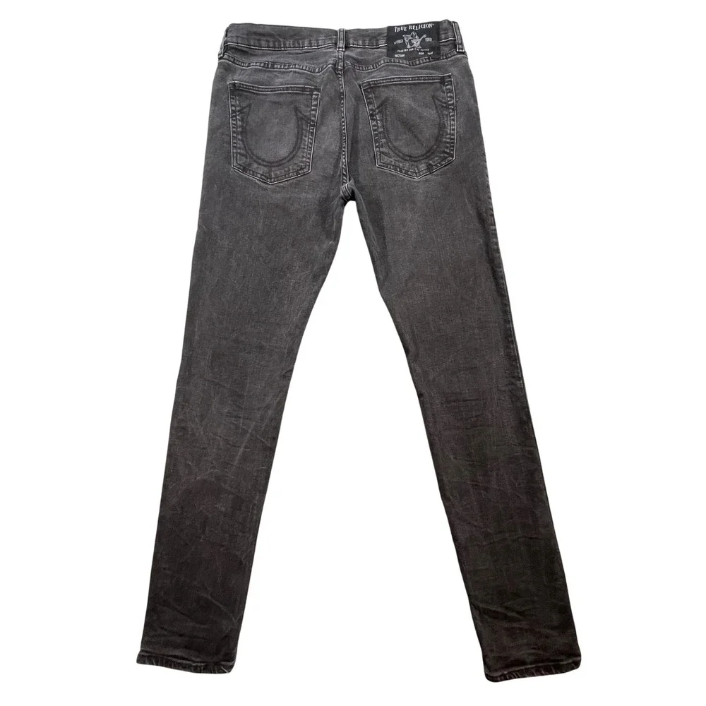 True Religion Black Skinny Jeans Horseshoe Stitching Mens Size 34